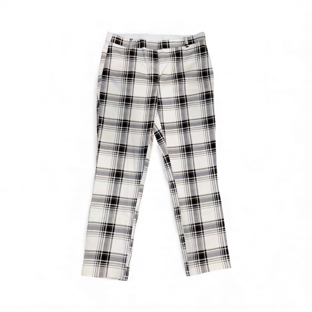 H&M White & Brown Plaid Skinny Leg Pants - 12